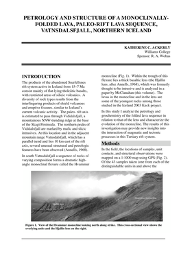 Petrology and Structure of a Monoclinally- Folded Lava, Paleo-Rift Lava Sequence, Vatnsdalsfjall, Northern Iceland