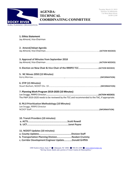 AGENDA: 716 West Main Street TECHNICAL 10:00-12:00 COORDINATING COMMITTEE