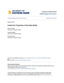 Inside Out: Properties of the Klein Bottle