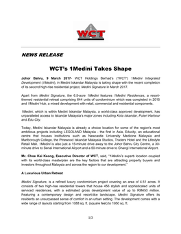 WCT's 1Medini Takes Shape