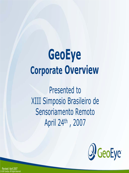 Geoeye Corp Overview