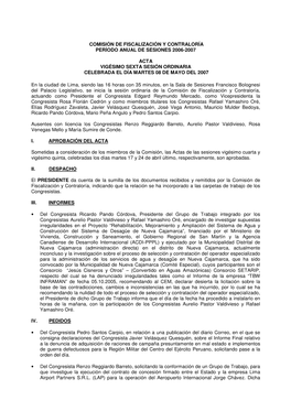 Comisión De Fiscalización Y Contraloría Período Anual De Sesiones 2006-2007