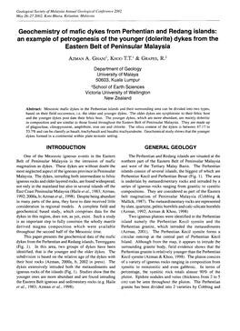 Geochemistry of Mafic Dykes from Perhentian and Redang Islands