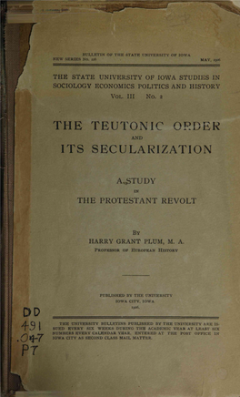The Teutonic Order Its Secularization