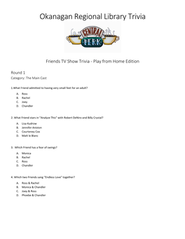 Friends TV Show Trivia - Play from Home Edition