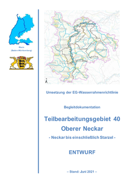 Teilbearbeitungsgebiet 40 Oberer Neckar - Neckar Bis Einschließlich Starzel