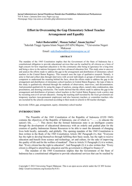 Effort in Overcoming the Gap Elementary School Teacher Arrangement and Equality