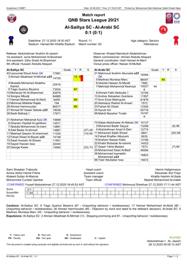 Al-Arabi SC 0:1 (0:1)