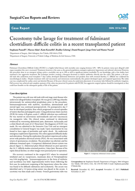 Cecostomy Tube Lavage for Treatment of Fulminant Clostridium Difficile