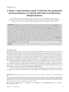 Escalation Study of Filanesib Plus Bortezomib and Dexamethasone in Patients with Recurrent/Refractory Multiple Myeloma