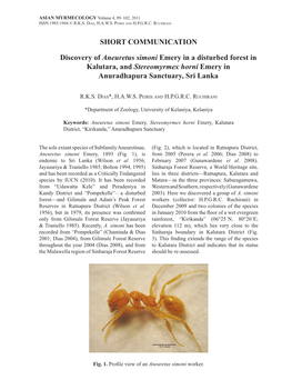 SHORT COMMUNICATION Discovery of Aneuretus Simoni Emery in A