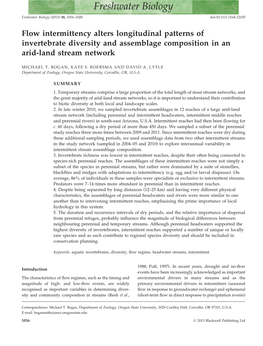 Flow Intermittency Alters Longitudinal Patterns of Invertebrate Diversity and Assemblage Composition in an Arid-Land Stream Network