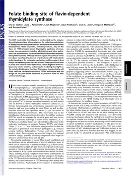 Folate Binding Site of Flavin-Dependent Thymidylate