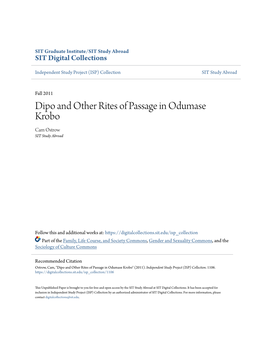 Dipo and Other Rites of Passage in Odumase Krobo Cam Ostrow SIT Study Abroad