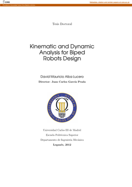 Kinematic and Dynamic Analysis for Biped Robots Design