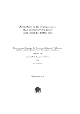 Observations on the Dynamic Control of an Articulatory Synthesizer Using Speech Production Data