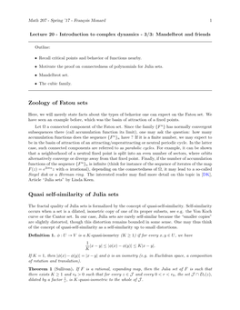 Connectedness of Julia Sets and the Mandelbrot