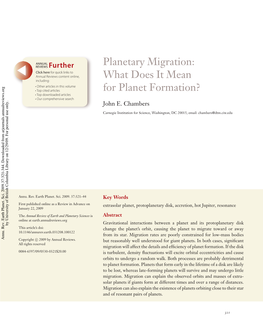 Planetary Migration: What Does It Mean for Planet Formation?