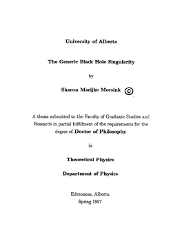 The Generic Black Hole Singularity Degree of Doctor of Philosophy