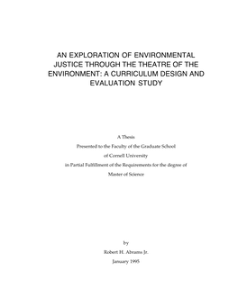 An Exploration of Environmental Justice Through the Theatre of the Environment: a Curriculum Design and Evaluation Study