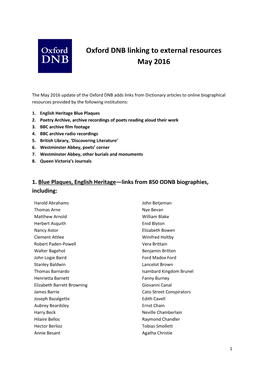Oxford DNB Linking to External Resources May 2016