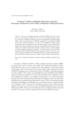 Contrast Coding in Multiple Regression Analysis: Strengths, Weaknesses, and Utility of Popular Coding Structures