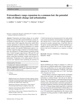 Extraordinary Range Expansion in a Common Bat: the Potential Roles of Climate Change and Urbanisation