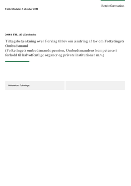 Folketingets Ombudsmands Pension, Ombudsmandens Kompetence I Forhold Til Halvoffentlige Organer Og Private Institutioner M.V.)