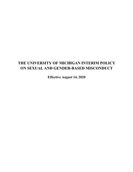 Interim Policy on Sexual and Gender-Based Misconduct