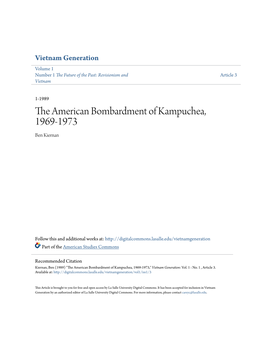 The American Bombardment of Kampuchea, 1969-1973 Ben Kiernan