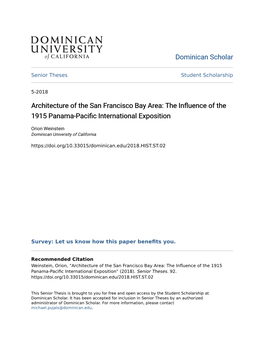 Architecture of the San Francisco Bay Area: the Influence of the 1915 Panama-Pacific International Exposition