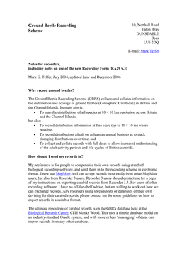 Ground Beetle Recording Scheme