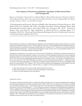 The Frequency of Occurrence and Relative Abundance of Ohio Stream Fishes: 1979 Through 1995