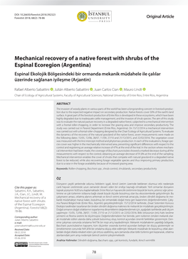 Mechanical Recovery of a Native Forest with Shrubs of the Espinal