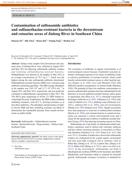 Contamination of Sulfonamide Antibiotics and Sulfamethazine-Resistant Bacteria in the Downstream and Estuarine Areas of Jiulong River in Southeast China