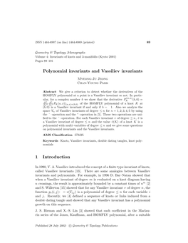 Polynomial Invariants and Vassiliev Invariants 1 Introduction