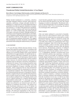 Transdermal Methyl Alcohol Intoxication: a Case Report