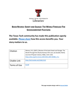 Book Review with TTU Libraries Cover Page