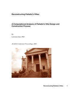 Reconstructing Palladio's Villas