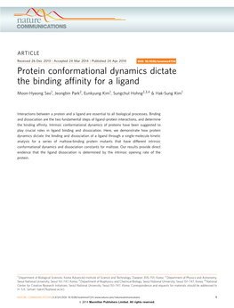 Protein Conformational Dynamics Dictate the Binding Affinity for a Ligand