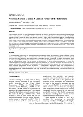 Abortion Care in Ghana: a Critical Review of the Literature