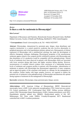 Is There a Role for Melatonin in Fibromyalgia?
