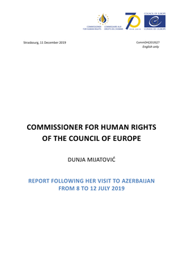 Report Following Her Visit to Azerbaijan from 8 to 12 July 2019