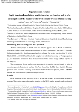 Rapid Structural Regulation, Apatite Inducing Mechanism and in Vivo