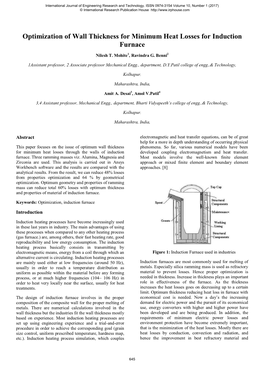 Optimization of Wall Thickness for Minimum Heat Losses for Induction Furnace