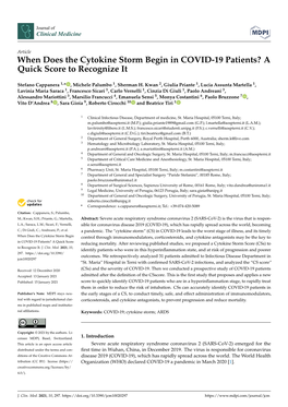 When Does the Cytokine Storm Begin in COVID-19 Patients? a Quick Score to Recognize It