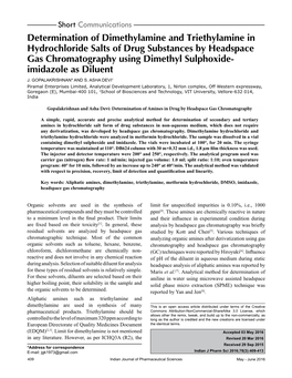Determination of Dimethylamine and Triethylamine in Hydrochloride
