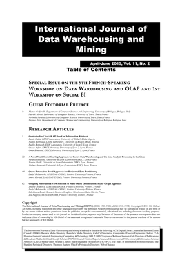 International Journal of Data Warehousing and Mining