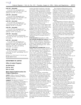 Federal Register / Vol. 61, No. 152 / Tuesday, August 6, 1996 / Rules and Regulations 40723