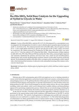 OX Solid Base Catalysts for the Upgrading of Xylitol to Glycols in Water